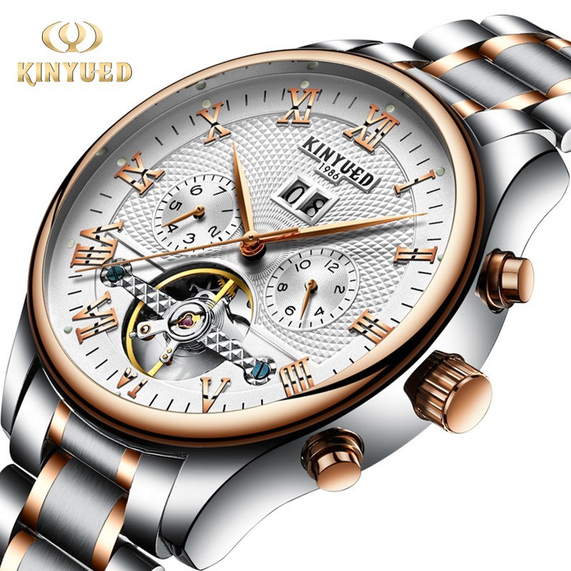 Classic Luxury Men’s Automatic Mechanical Skeleton Watch Tourbillon Dial