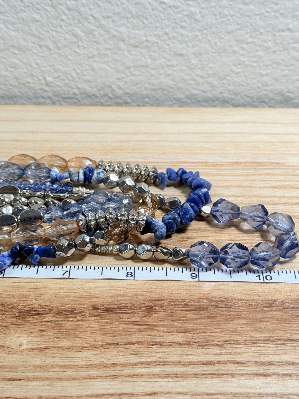 Premier Designs Multi Strand Beaded Statement Necklace Lapis Blue Silver