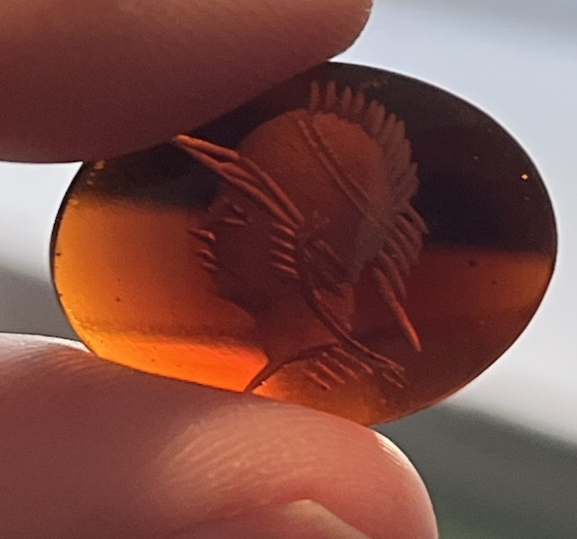 Carnelian Intaglio Antique Loose Stone Roman Soldier Carving Approx 22x16mm