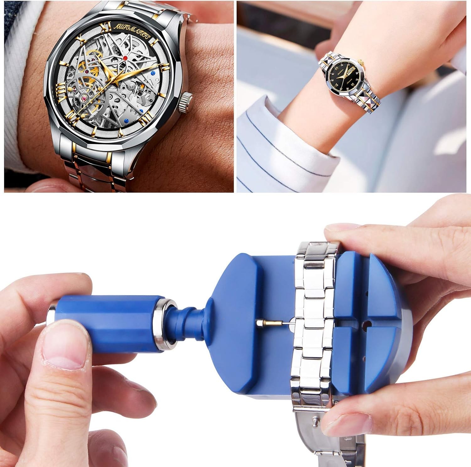 Watch Band Link Removal Tool Kit with 12pcs Replacement Pins and 3pcs Pin Punche