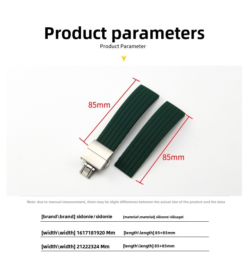 Premium Flat Stripe Silicone Watch Band Waterproof Rubber Strap 18 20 22 24mm