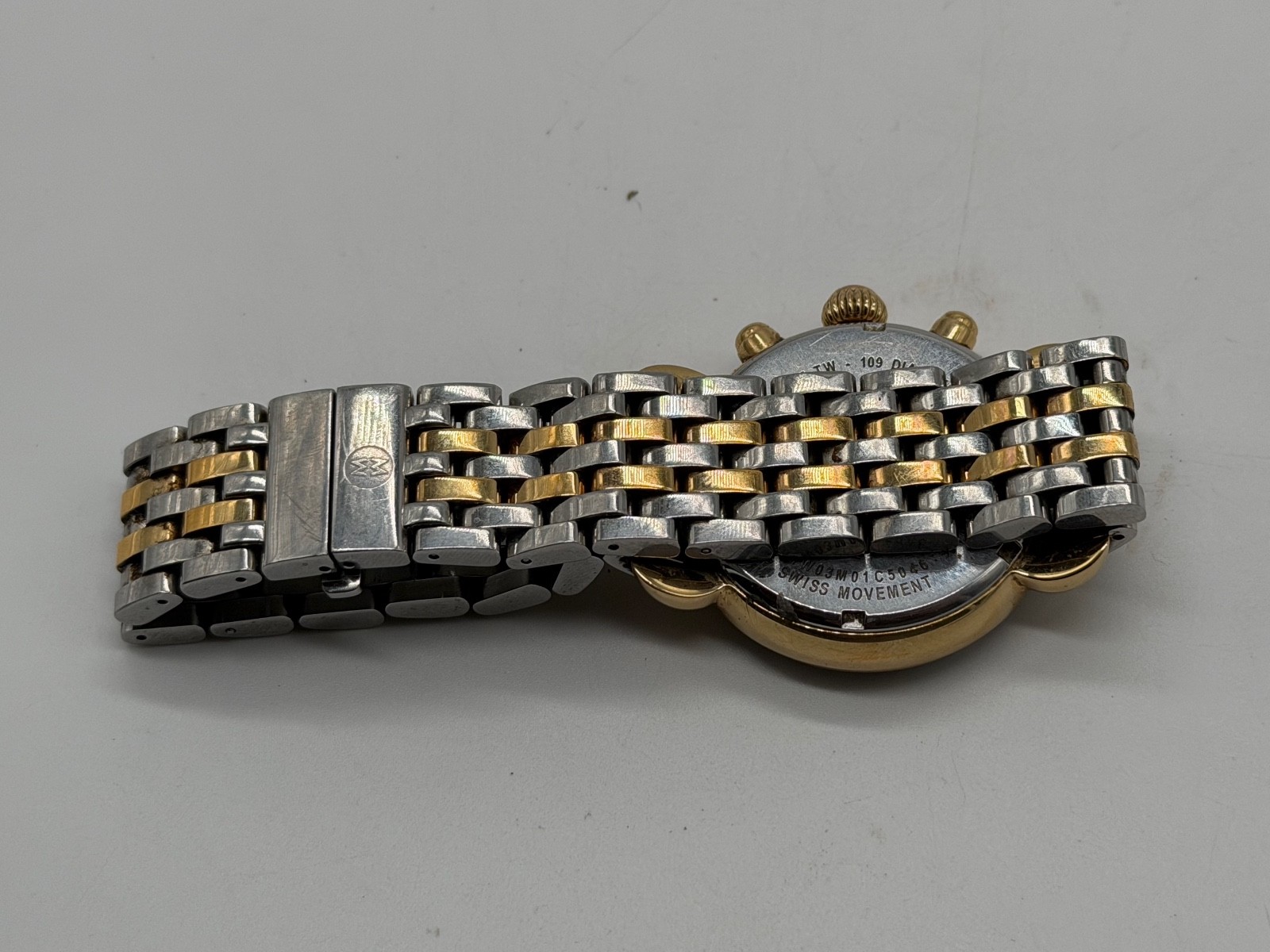 Michele CSX Diamond Chronograph 2 Tone Silver & Gold Stainless Steel Watch