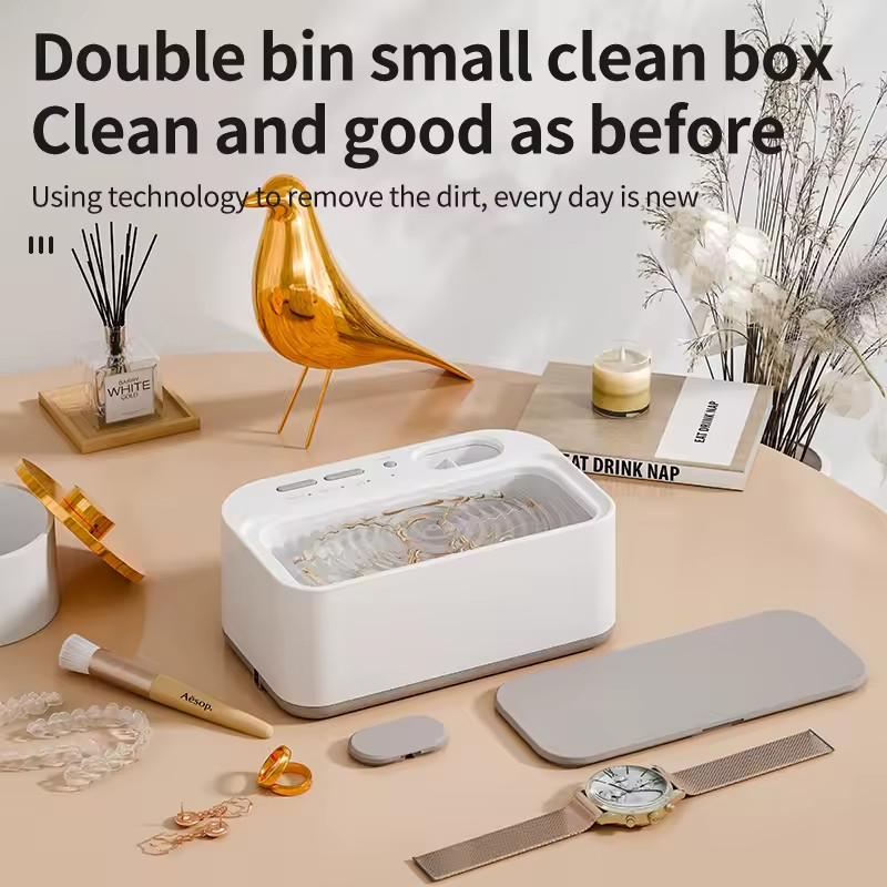 Ultrasonic Cleaner with Adjustable Timer Double Bin Jewelry Cleaning Machine