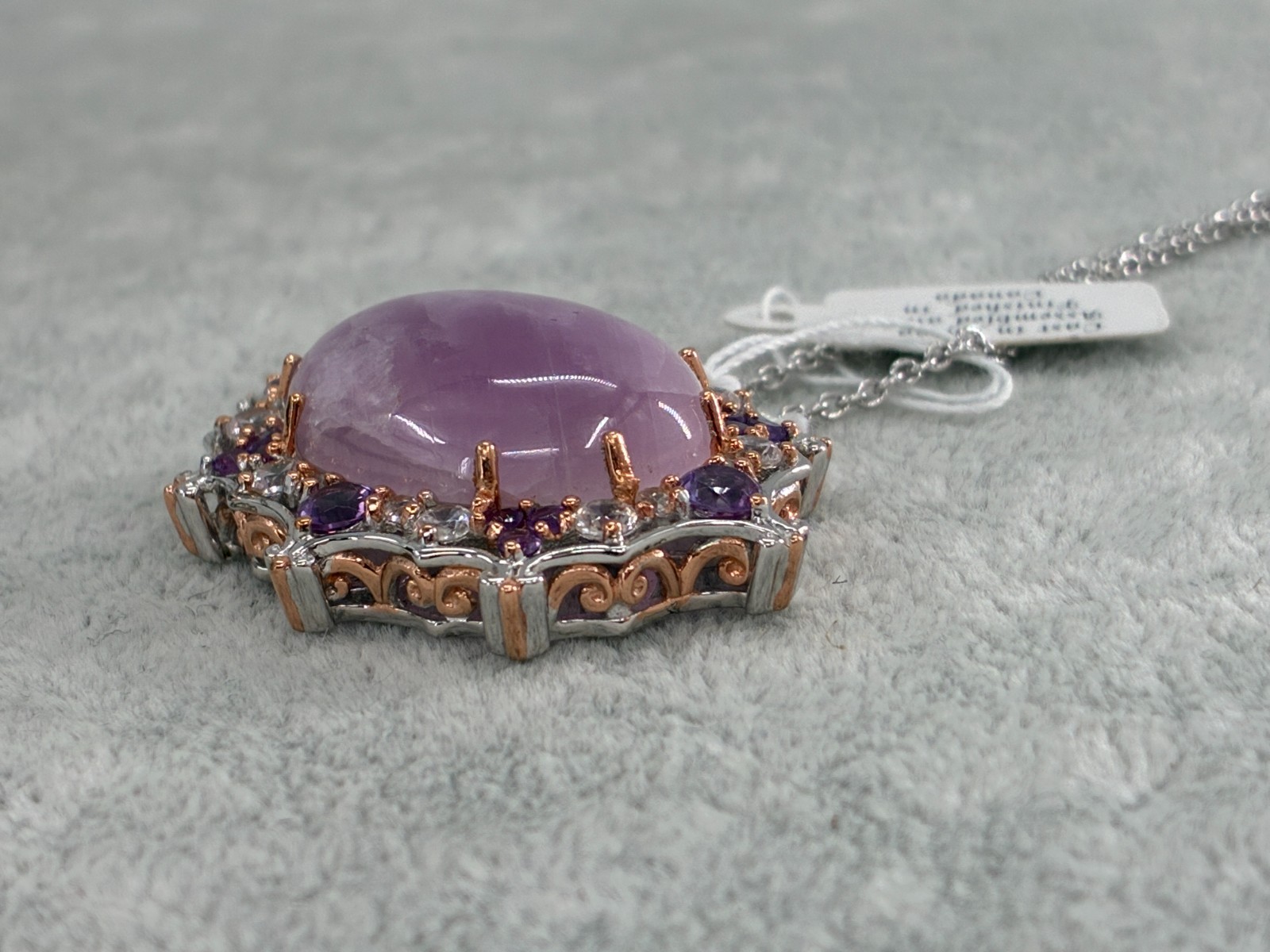 Michael Valitutti Gems en Vogue Kunzite Amethyst Silver Palladium Necklace HN925