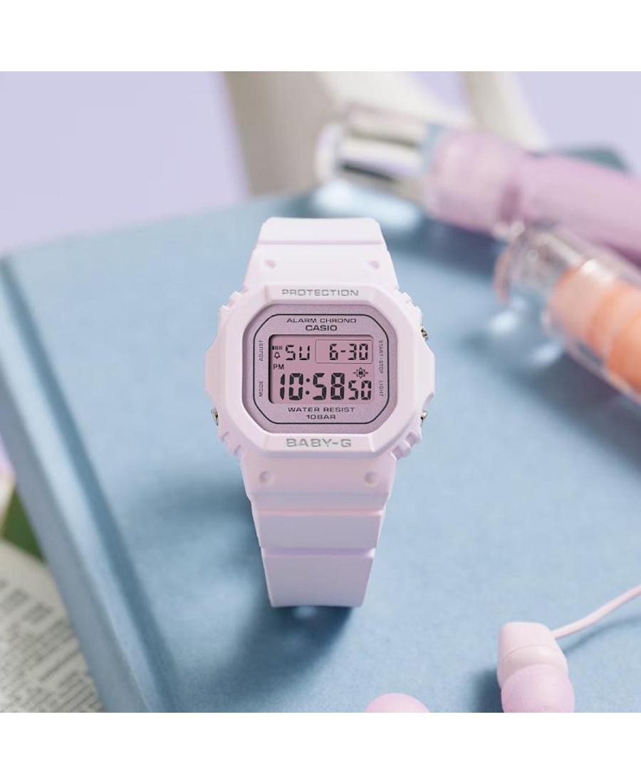 CASIO Child Digital Quartz Casual Watch Classic Dress Pink Dial Waterproof Recta
