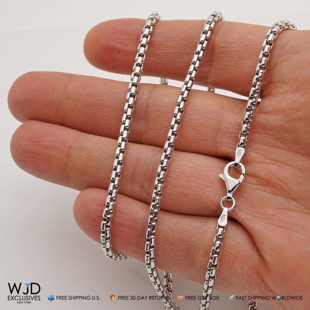 Verona Jewelers Sterling Silver 3.5MM Classic Italian Round Box Chain Necklace