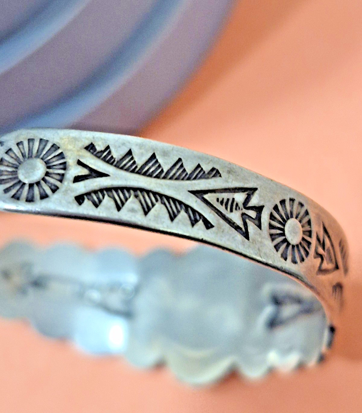 Vintage Fred Harvey Era Sterling Silver Turquoise Cuff Bracelet Arrow Stamp