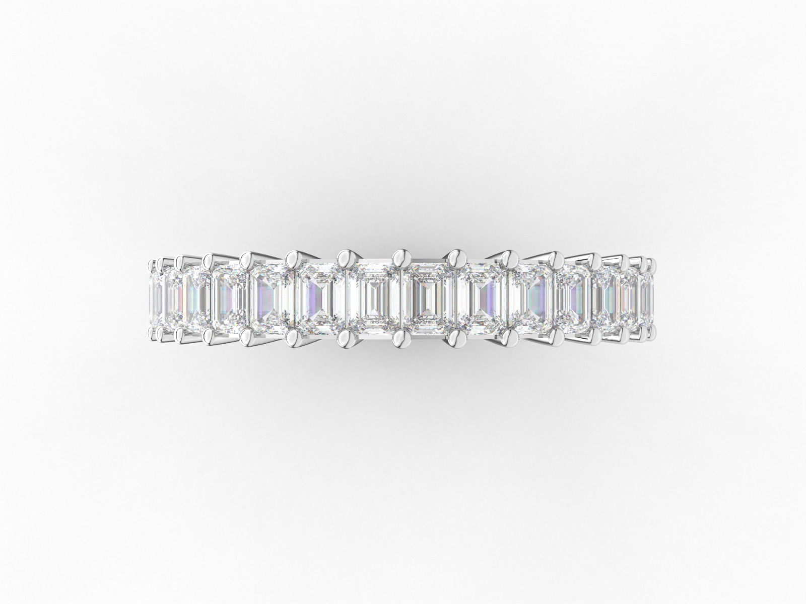 1.90 Ct 14k White Gold Emerald E-F VS Eternity Band In Lab Grown Diamond (HPHT)