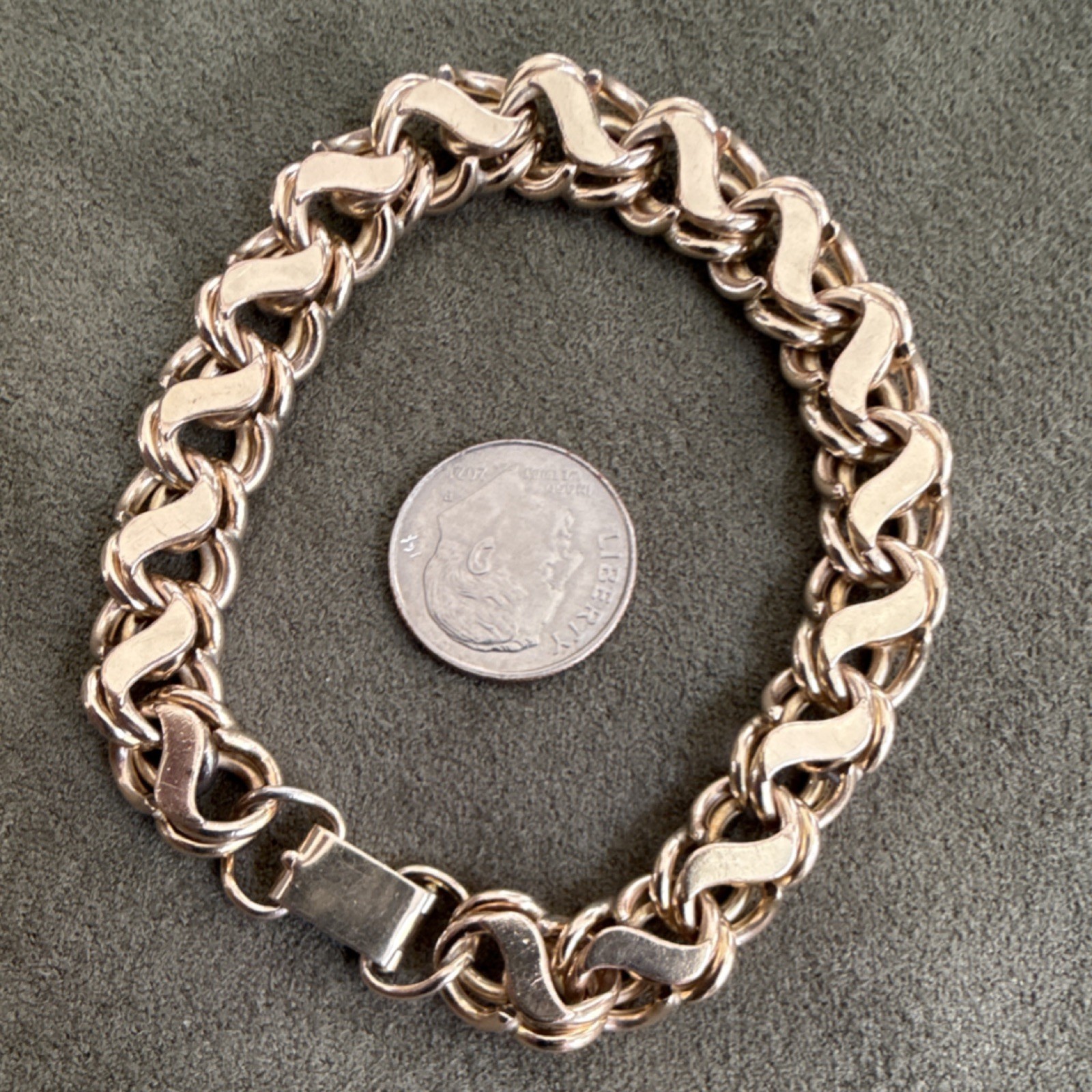 Vintage 1/20 12K Gold Filled Curb Double Link Chain Bracelet Box Clasp 7 Inch