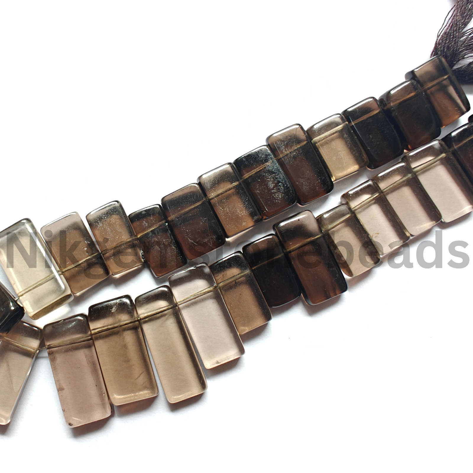 Natural Smokey Quartz Stone, Smooth & Plain Rectangle Cut Beads, 11.50-19.00 MM.