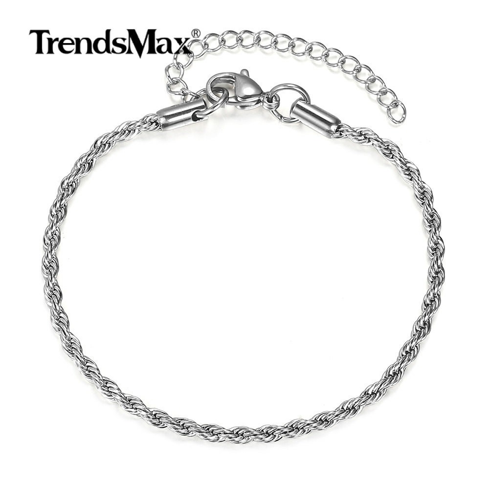 USA Stock 3/4/8mm 18-26″ Stainless Steel Twisted Rope Chain Necklace Choker