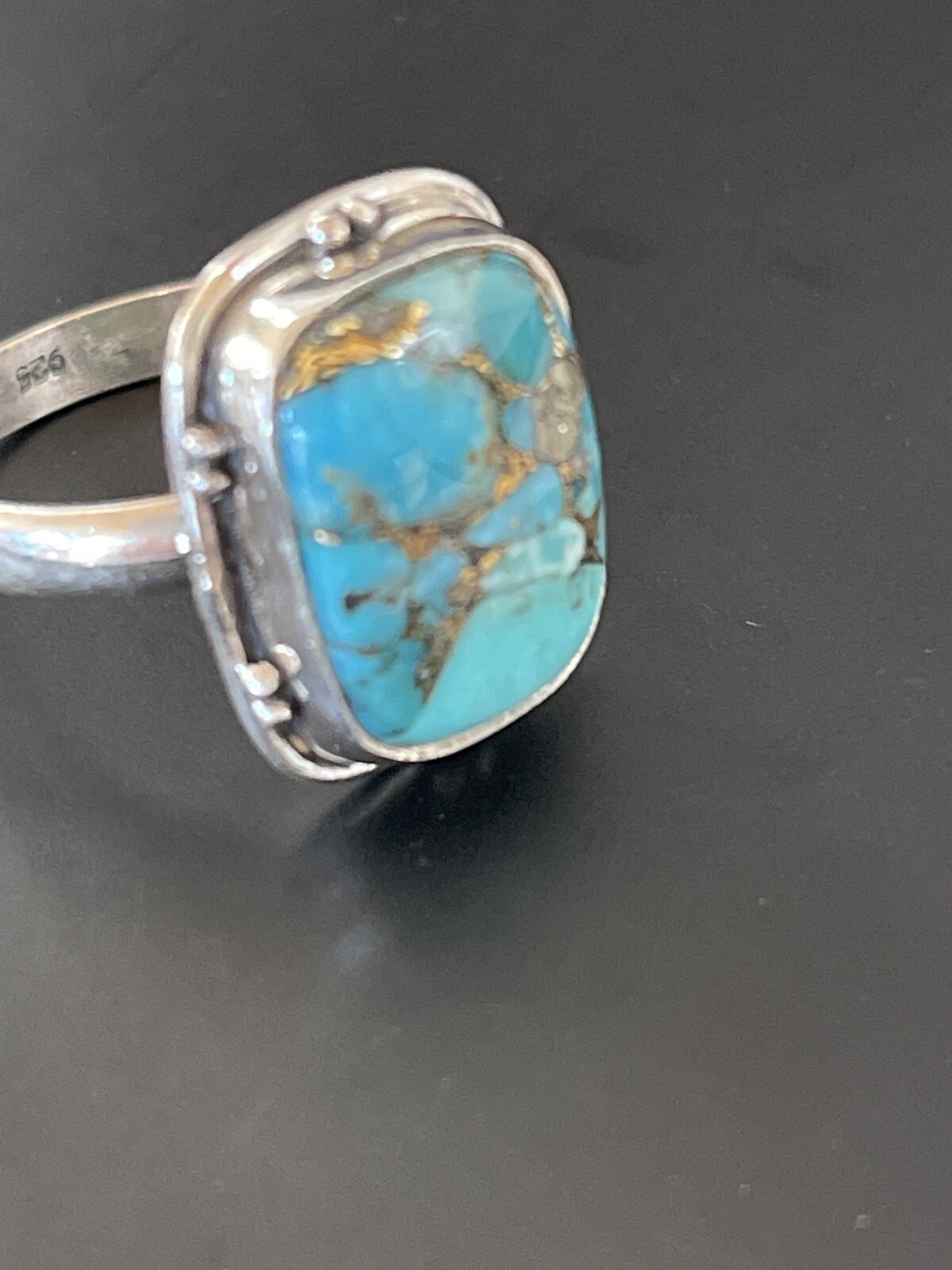 Native Mohave Navajo Sterling Silver Blue Turquoise Ring Size 7 Set 11420