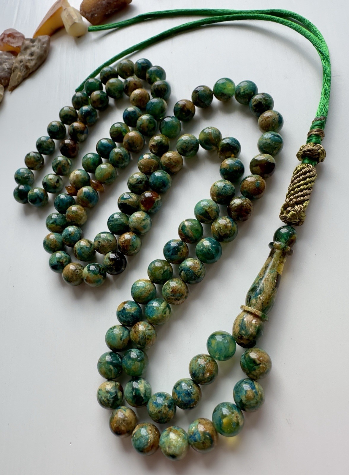 Baltic Amber 40g. Islamic Prayer Rosary Colored Round 99 Beads Tasbih Pressed