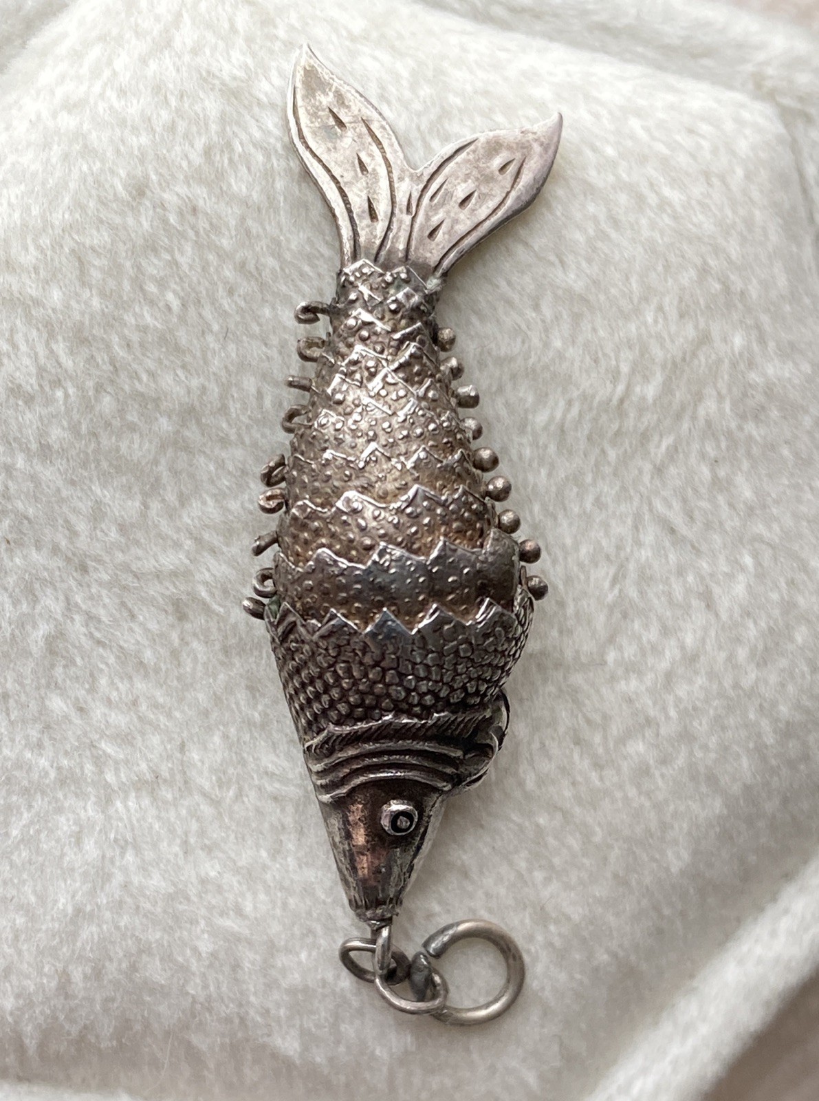Vintage Sterling Silver 925 Pendant Charm Articulated Fish Chinese Export