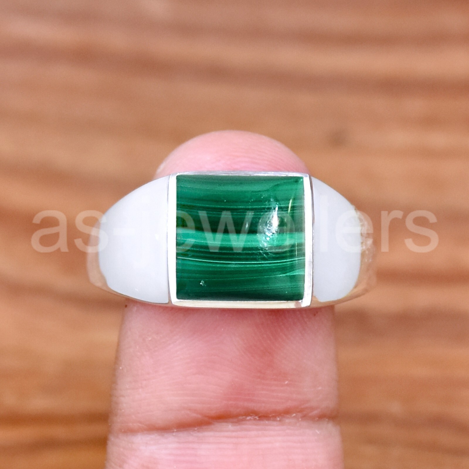925 Sterling Silver, Silver Ring, Gemstone Jewelry, Malachite Ring for Unisex
