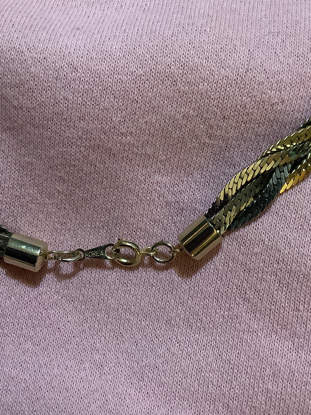 VTG SIGNED KOREA 24″ Copper/ Gold/Silver Tri-Color Braided~ Beautiful