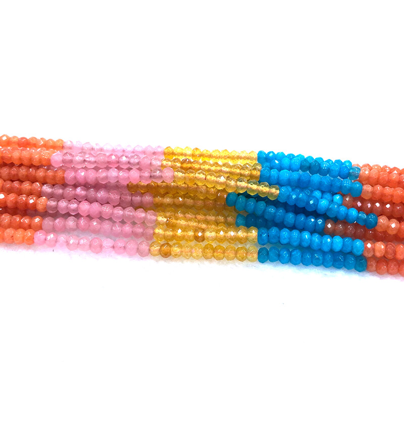 LOT 10pcs 2x4mm 4 color Faceted abacus Jade Roundelle Gemstone Loose Beads 14″
