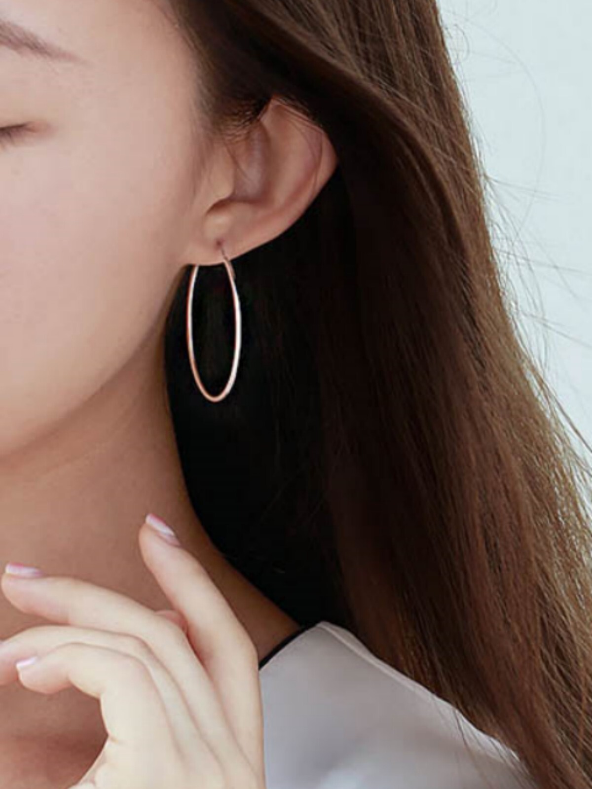 Sterling Silver Hinged Plain Hoop Sleep Earrings 40mm 50mm