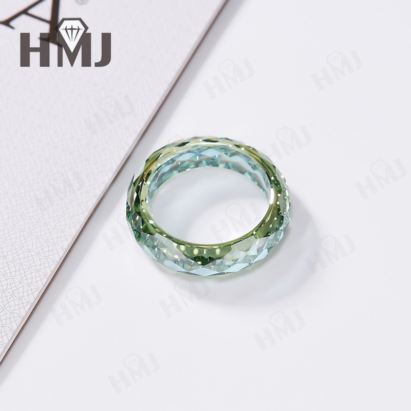 Moissanite Ring VVS1 Champagne Green Round Ring With GRA Jewelry Wedding Charms