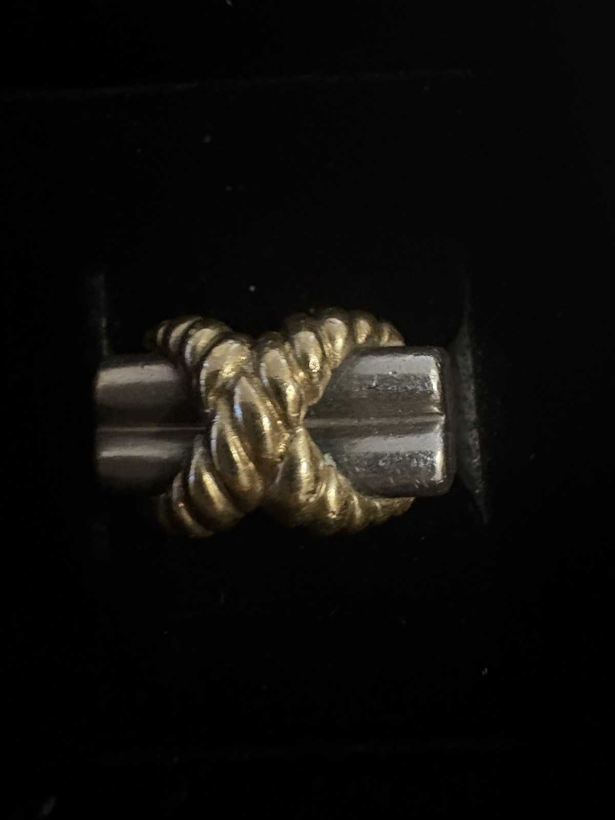 Two-Tone Twisted Rope Knot Band Ring Silver/Gold Tone Sz 5 10mm