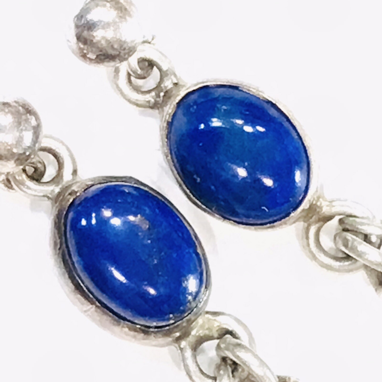 Native American Navajo Lapis Earrings Feather Dangle Sterling Silver Post 6g 2″
