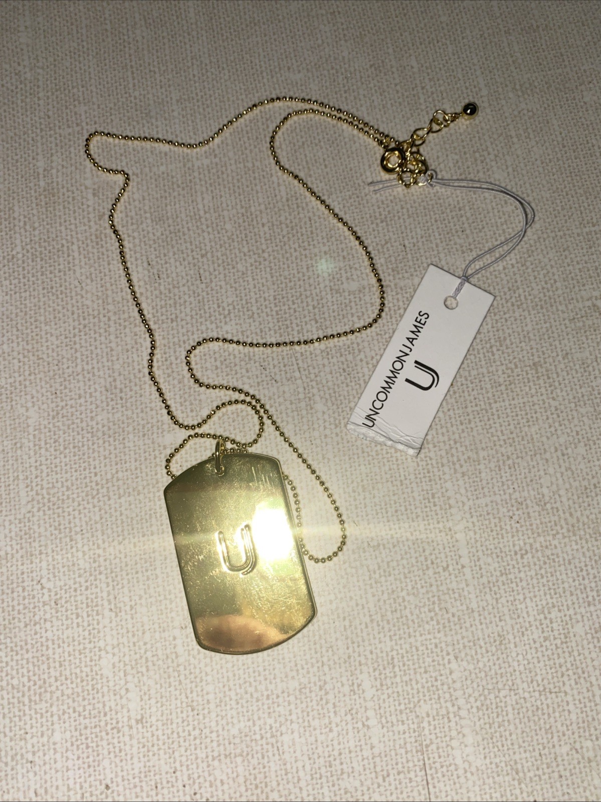 Uncommon James Mommy Dog Tag Pendant Necklace 14K Gold Plated Brass NWT