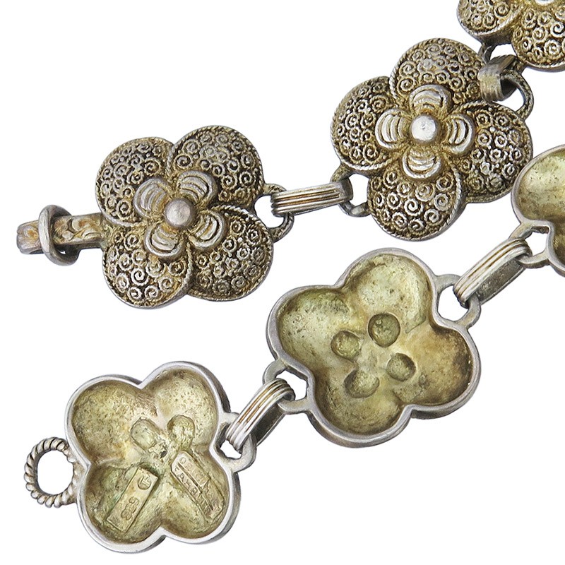 Theodor Fahrner Bracelet Shamrocks Sterling Silver Circa 1940