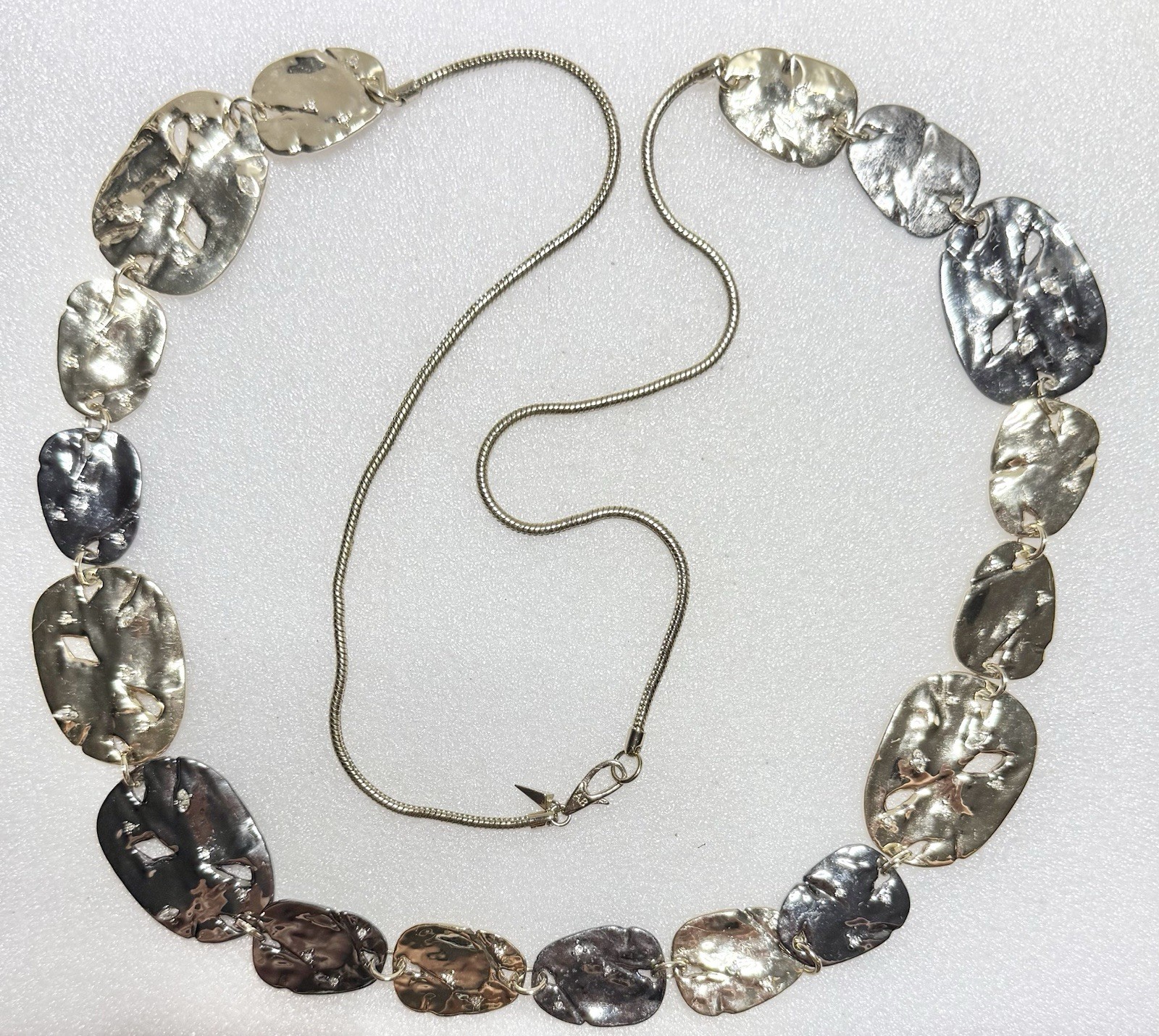 ALEXIS BITTAR Hammered 10k GP Organic Discs W/Ruthenium Accents 38” Necklace