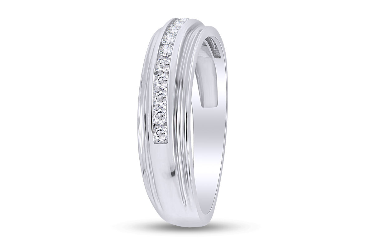 1/4ct Mens Natural Round Diamond Wedding Band Ring in 925 Sterling Silver