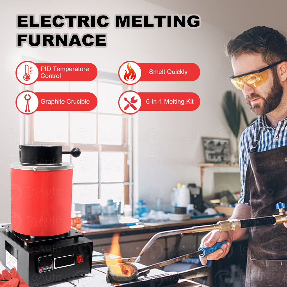 3KG Digital Metal Melting Furnace Jewelry Smelter Kiln Refining Gold Silver 110V