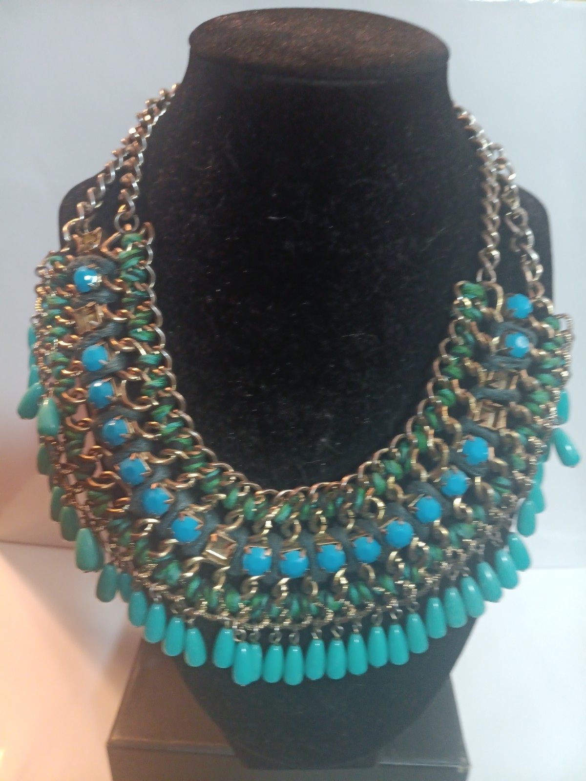 Bold Vintage Multi Strand Turquoise Necklace Bohemian-chic