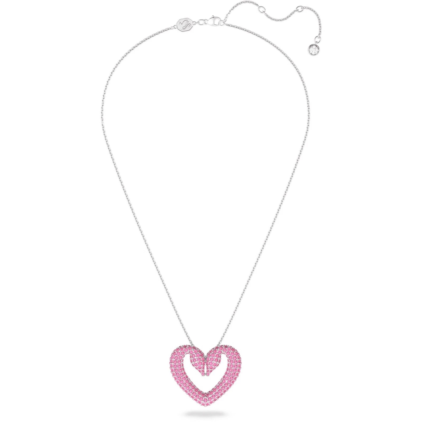 Swarovski Women’s Pendant Necklace Una Pink Crystal Rhodium Plated Large 5631931