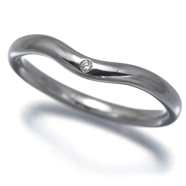 Auth Tiffany&Co. Ring Diamond Curved Band 1P US6-6.25 950 Platinum