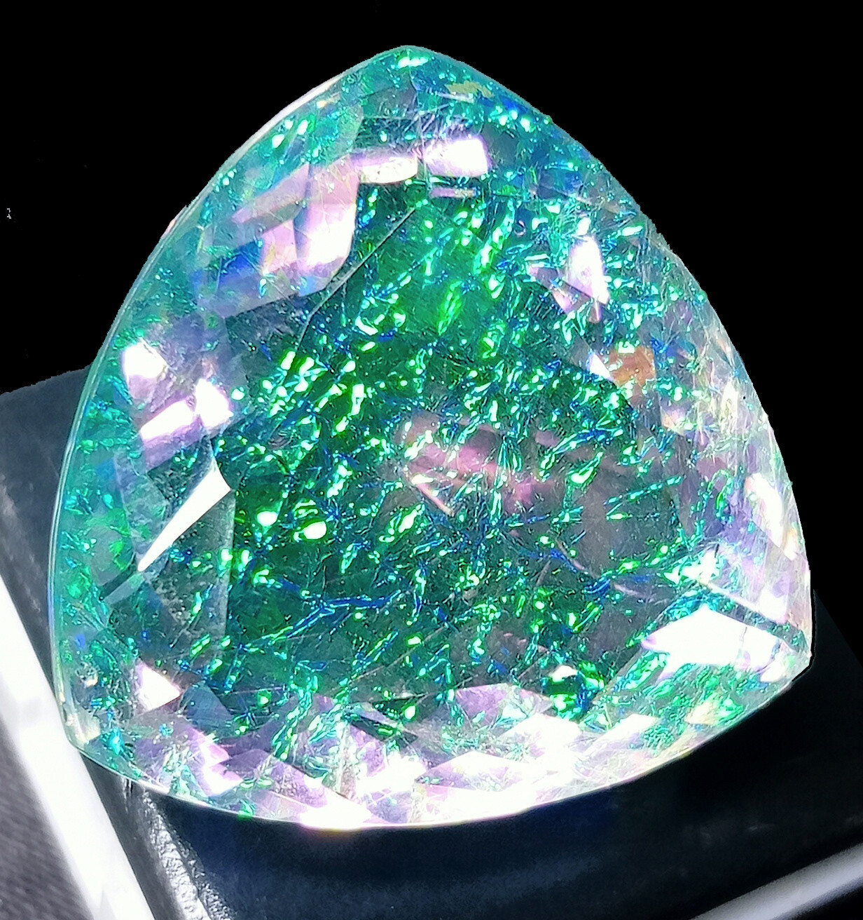 Natural Monarch Fire Opal Doublet Trillion Certified 58.55 Ct Loose Gemstone