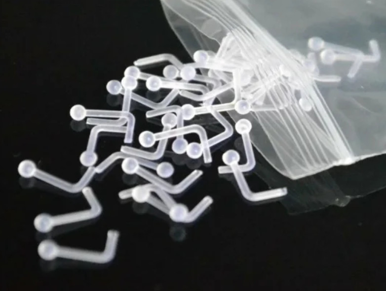 Flexible Bioflex Clear Invisible Hidden Nose Stud Ring Bar Transparent Retainer