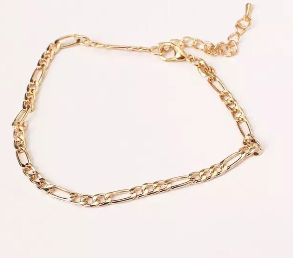 Elegant Fashion Jewelry Silver Gold 9″ Figaro Chain Anklet Bracelet 32-12