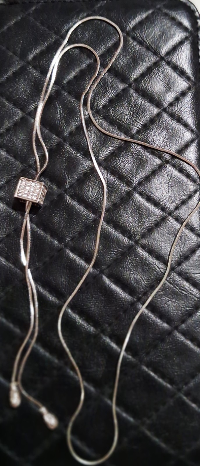 CARSON PIRIE SCOTT SILVER CZ LARIAT NECKLACE NEW