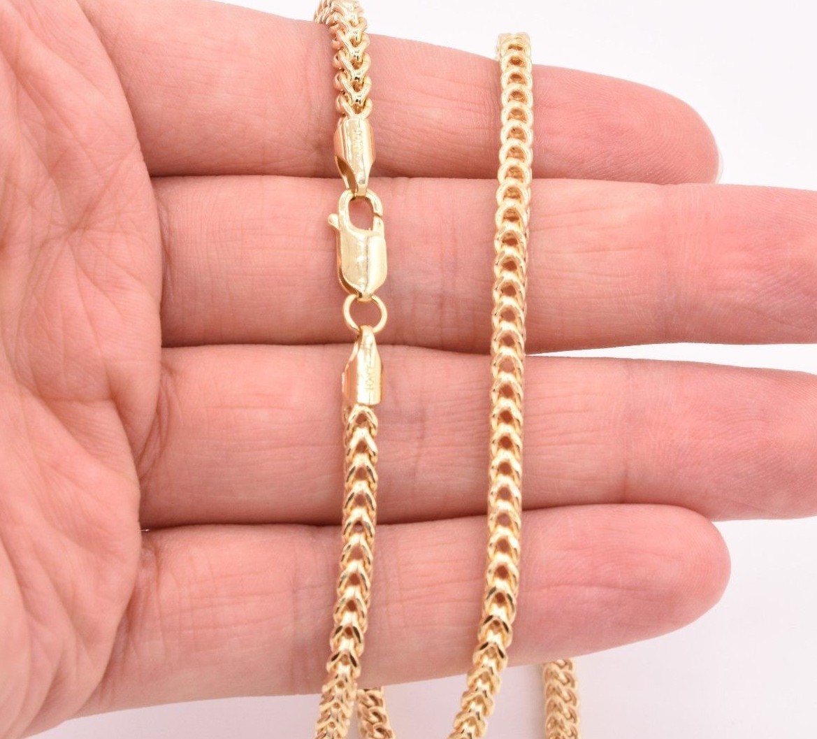3.5mm Italian Square Franco Link Chain Pendant Necklace Real 10K Yellow Gold