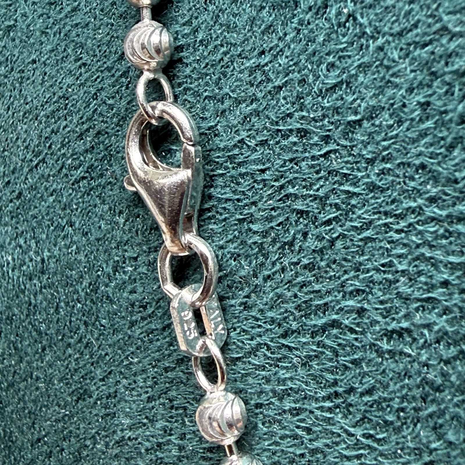 925 Sterling Silver Italy Moon Cut Bead Ball Chain Necklace 20.25” 2.8mm