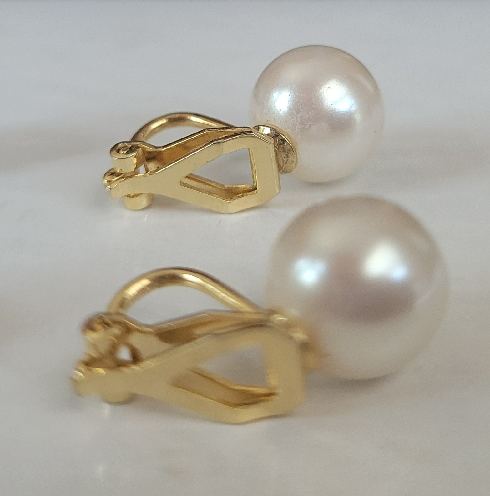 NWOT Vintage Faux Pearl Clip-On Earrings Gold Tone Lot 2 Pairs Incl. Trifari