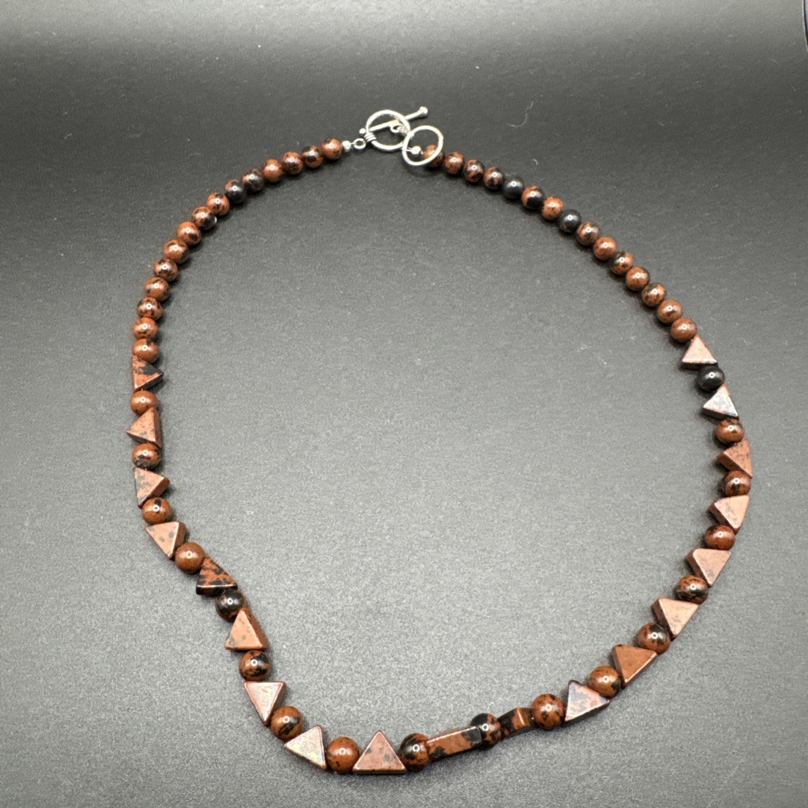 Vintage Brown and Black Beaded Necklace On 925 Closure