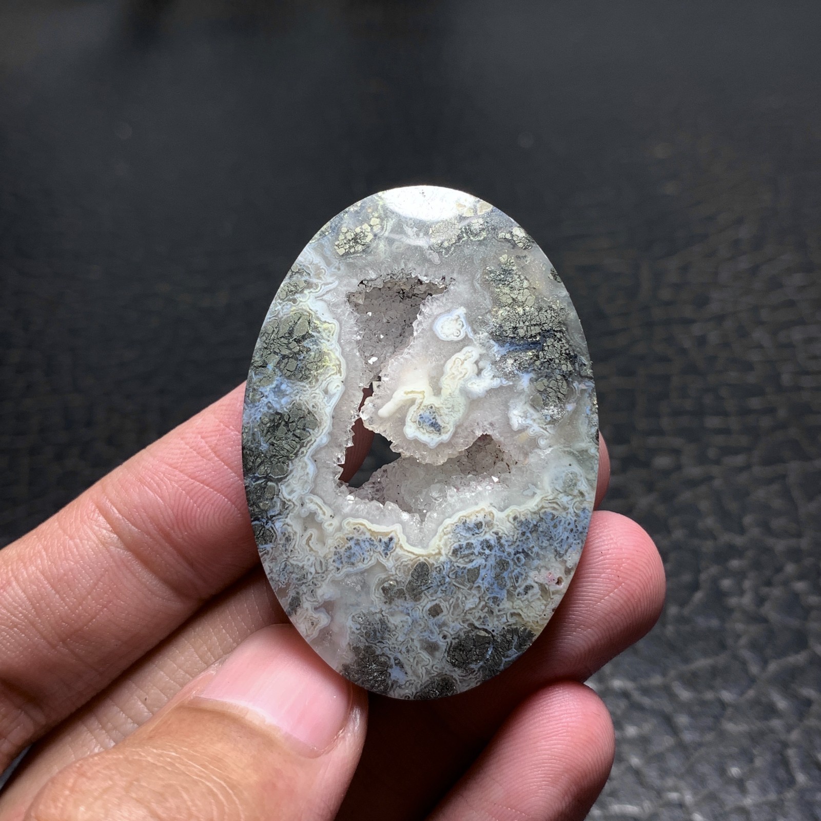 Marcasite Agate Cabochon 45x32x6mm High Quality 65.5 ct