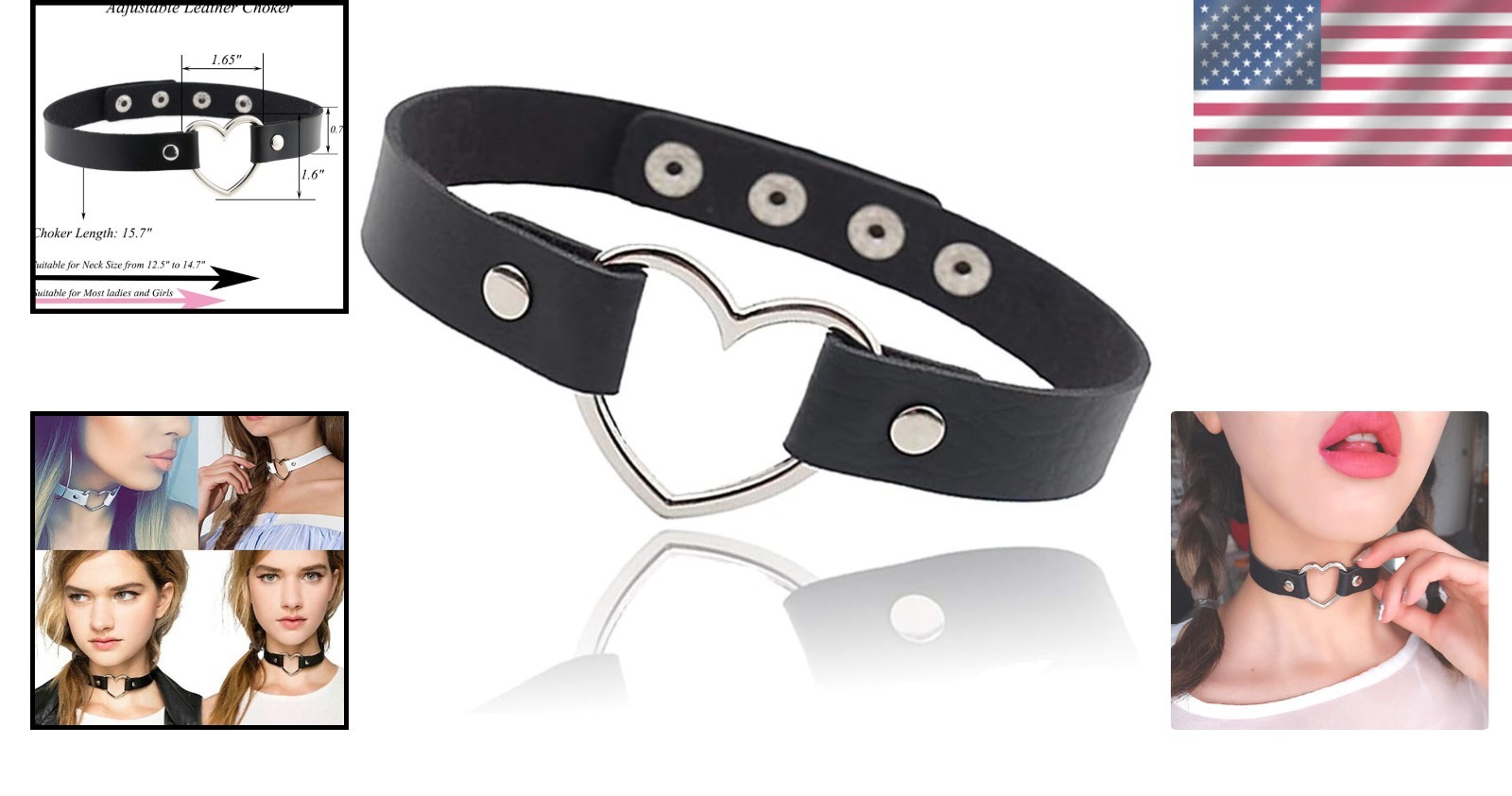 Punk Style Love Heart Choker Necklace – Adjustable and Lightweight Jewelry