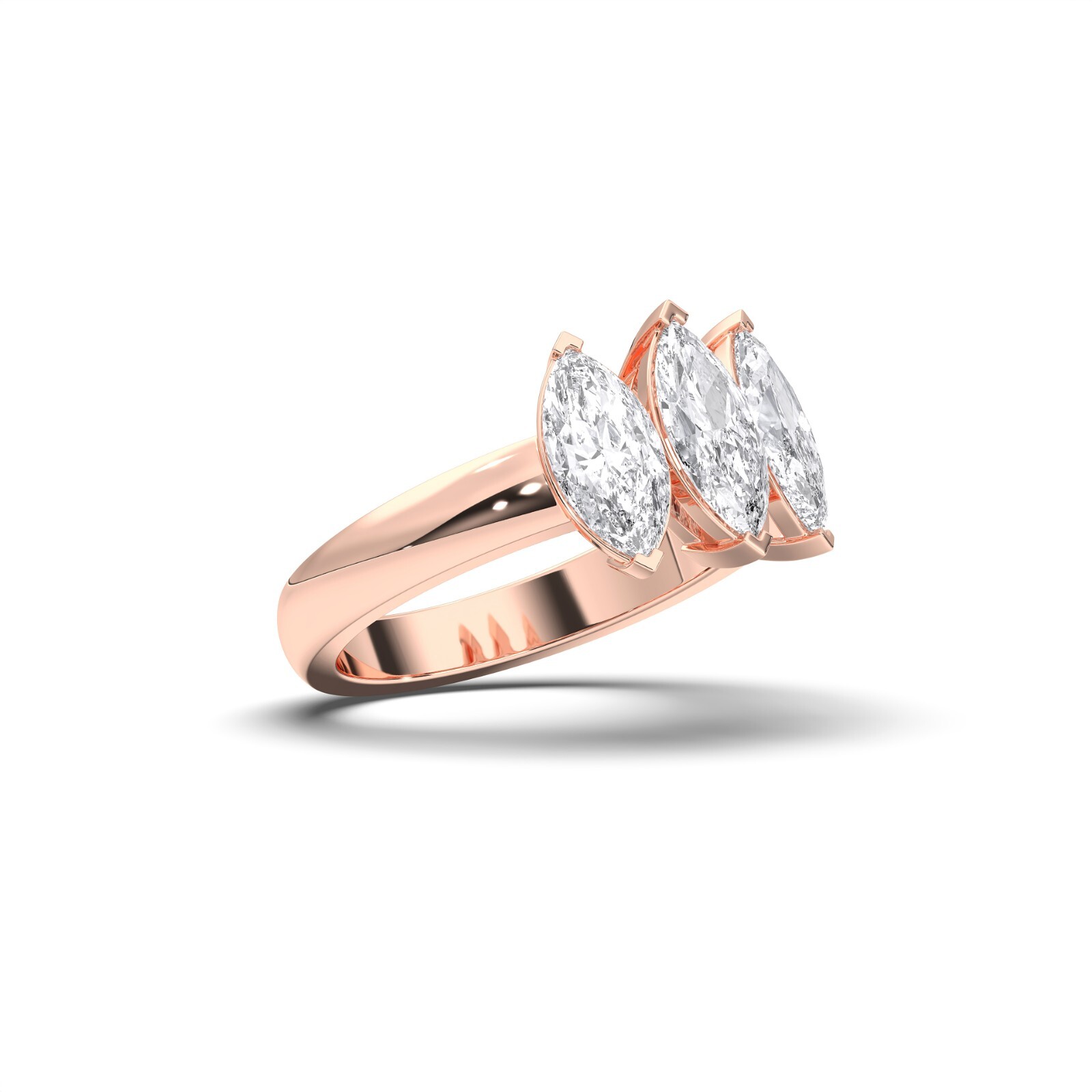 2.25 Ct Marquise Cut Moissanite Stone 3 Stone Engagement Ring in Silver For Her
