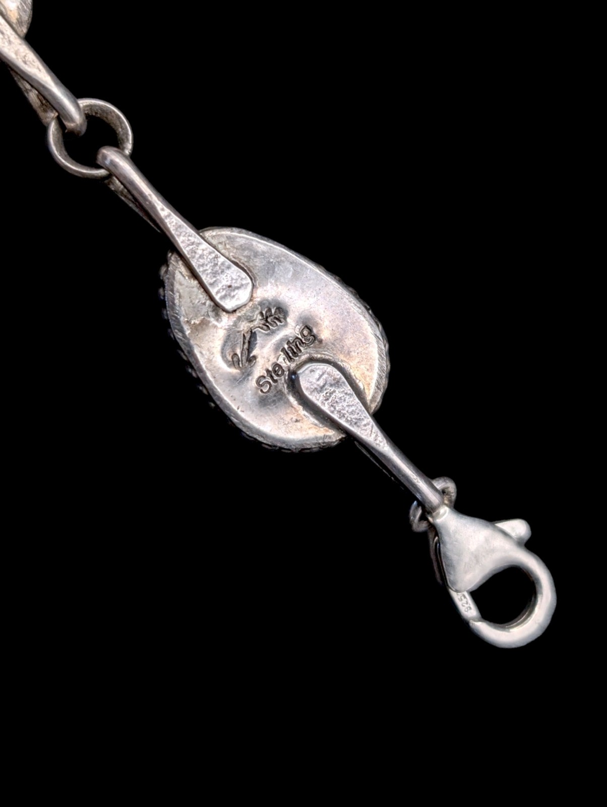 Vintage Designer Southwestern Purple Spiny Oyster Sterling Link Bracelet