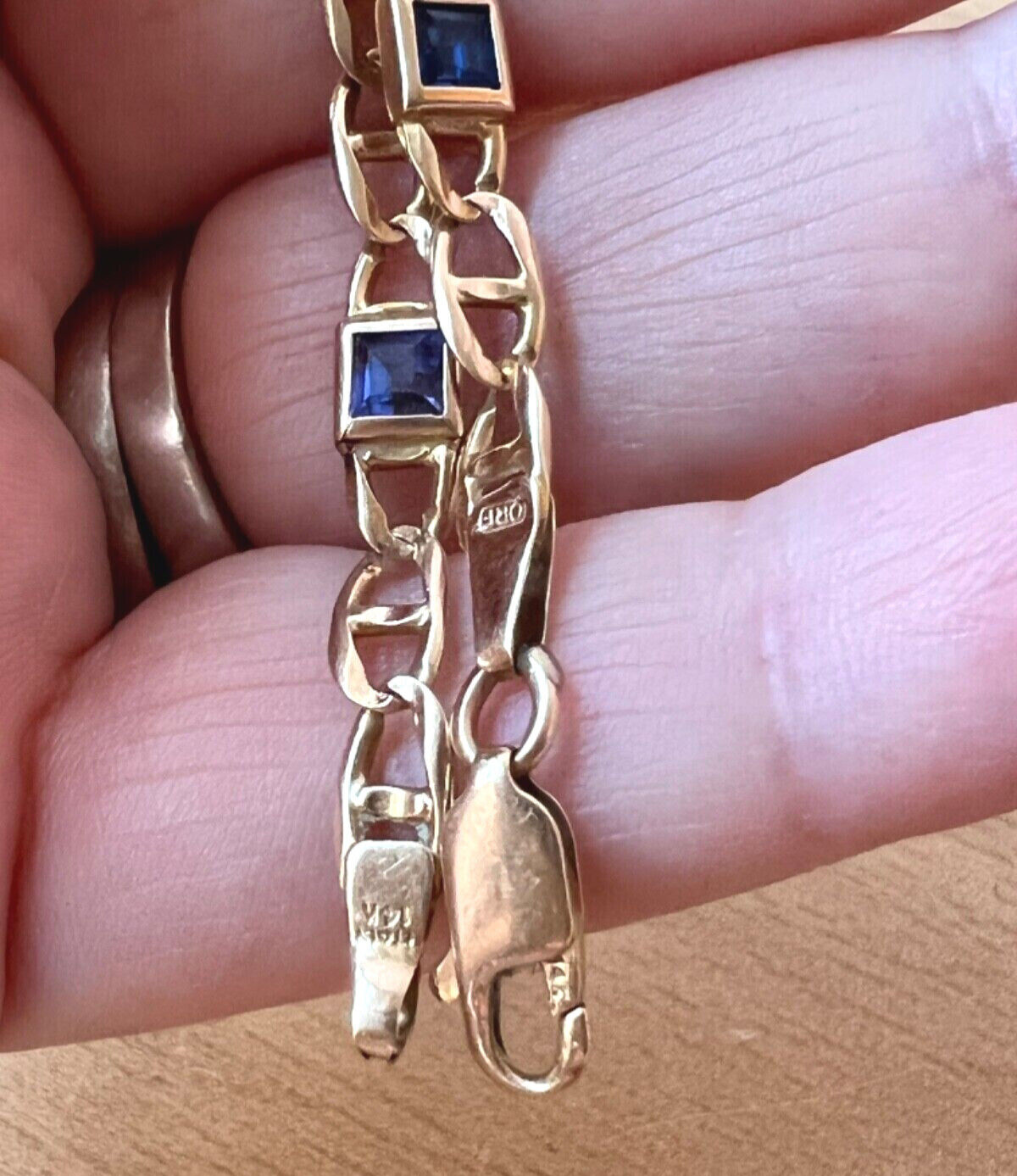 14K YELLOW GOLD MULTI GEMSTONES FIGARO BRACELET MADE IN ITALY CANDY COLORS