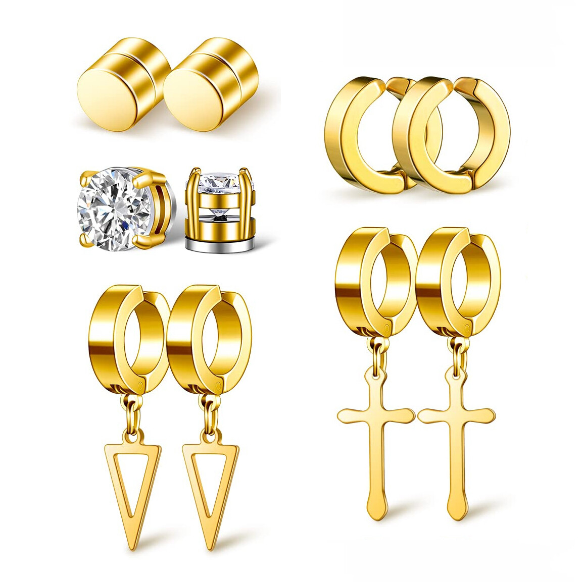 30Pcs Magnetic Stud Earrings for Men Women Stainless Steel Non Pierced Clip on