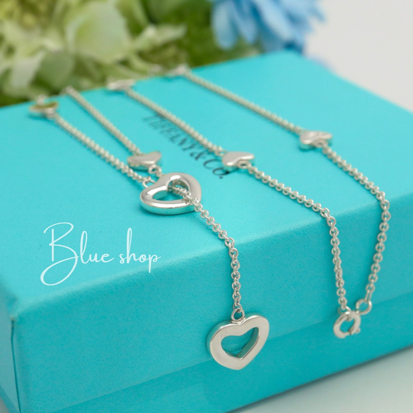 Tiffany & Co. Heart Link Lariat Pendant Necklace 19.6″ Sterling Silver 925