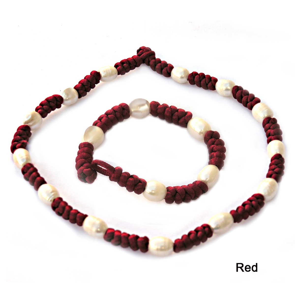 De Buman Freshwater Pearl Necklace & Bracelet set jewelry