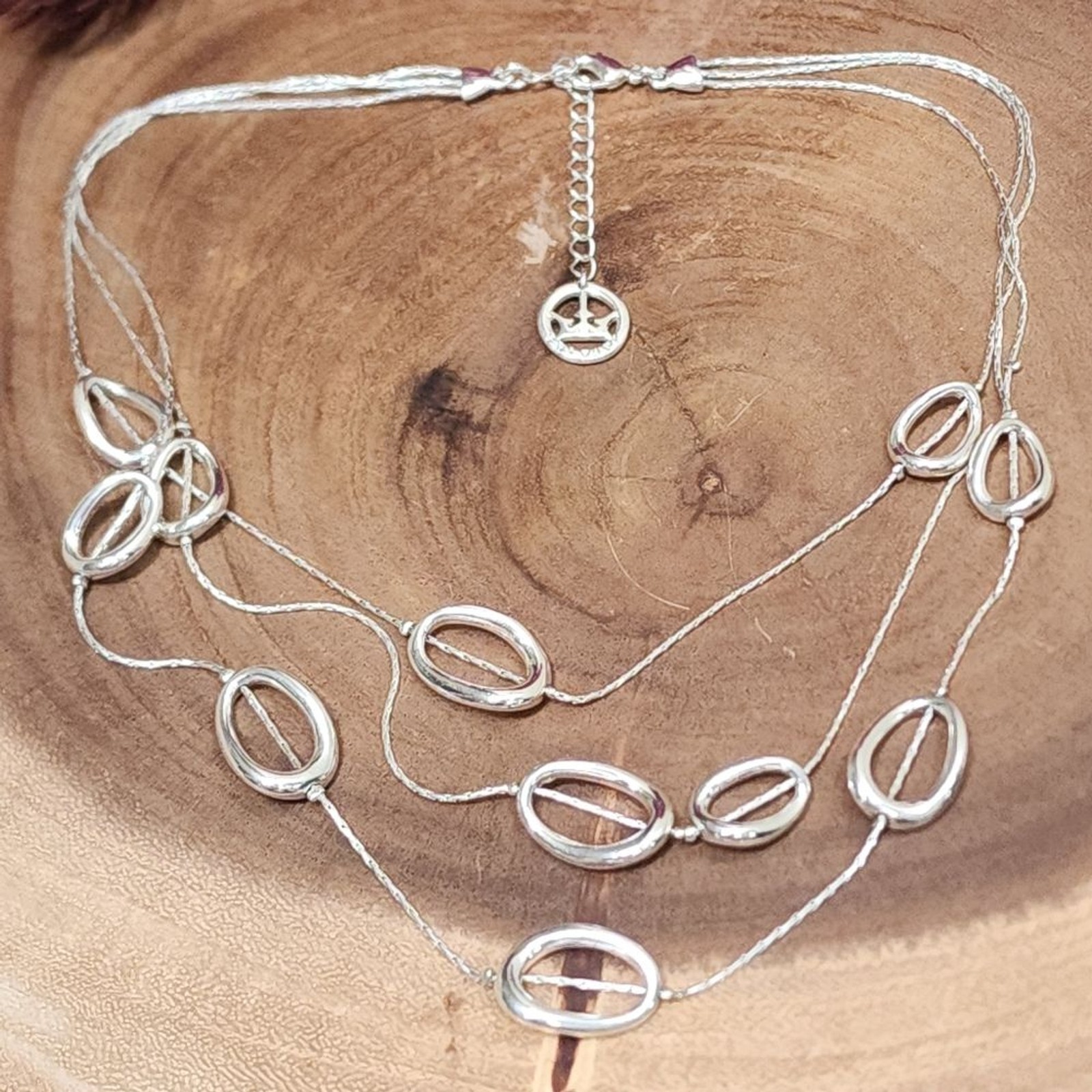 Rare Vintage Trifari 3 Strand Silver Toned Mobius Necklace